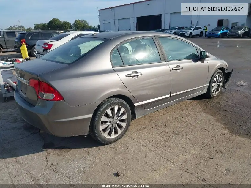 1HGFA16829L002694 2009 Honda Civic Ex