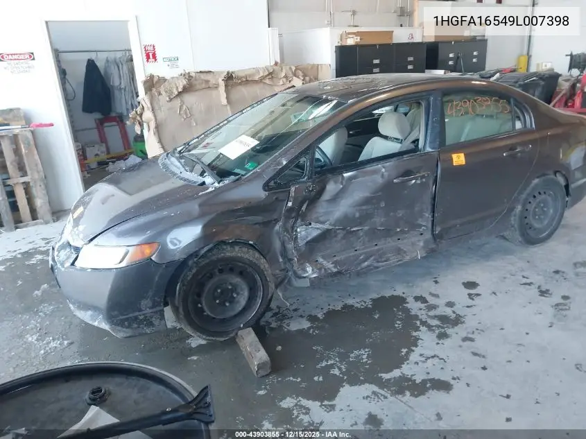 1HGFA16549L007398 2009 Honda Civic Lx