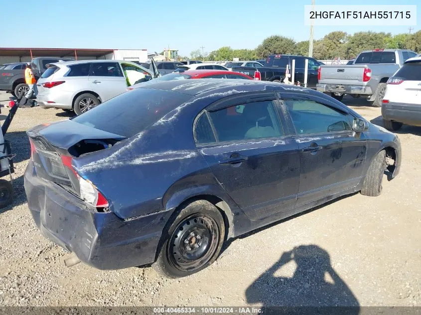 2HGFA1F51AH551715 2010 Honda Civic Lx