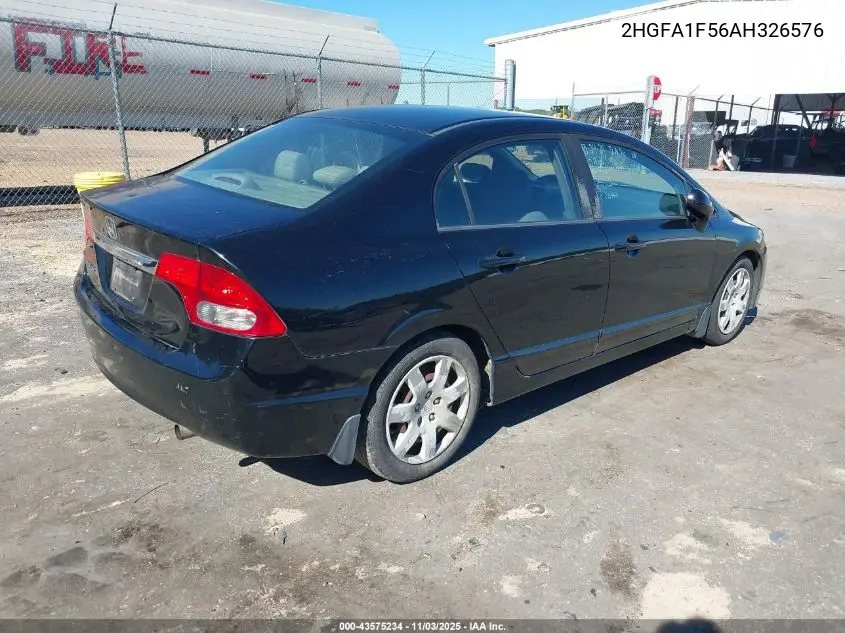2HGFA1F56AH326576 2010 Honda Civic Lx