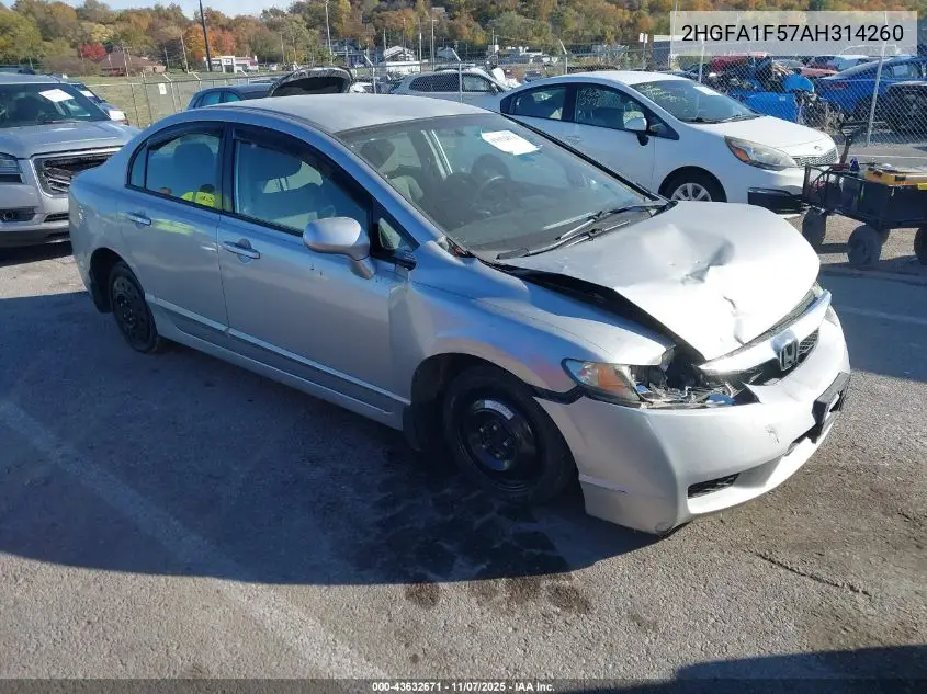 2HGFA1F57AH314260 2010 Honda Civic Lx
