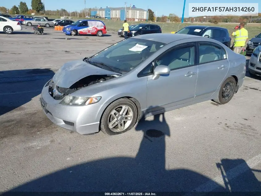 2HGFA1F57AH314260 2010 Honda Civic Lx