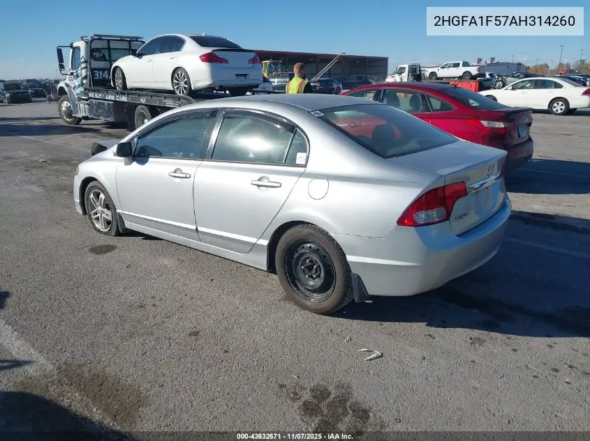 2HGFA1F57AH314260 2010 Honda Civic Lx
