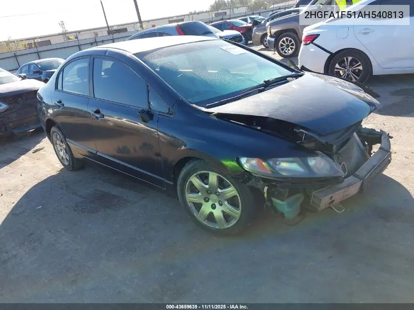 2HGFA1F51AH540813 2010 Honda Civic Lx