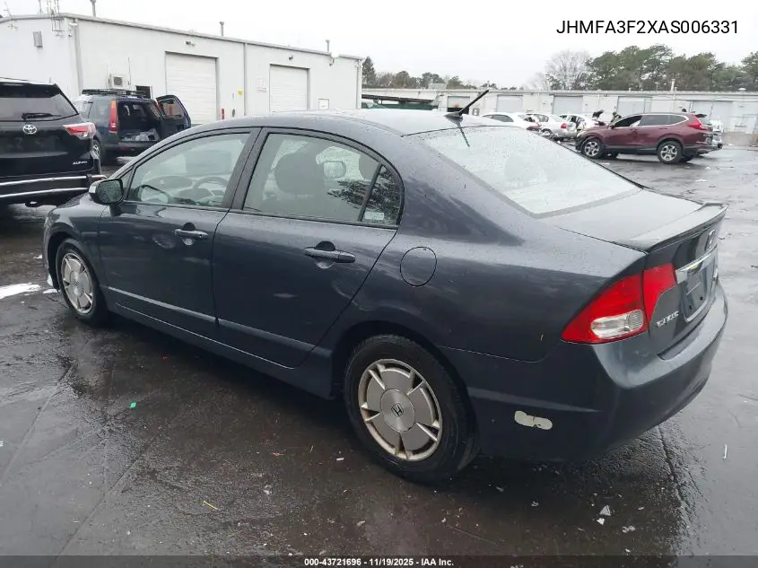 JHMFA3F2XAS006331 2010 Honda Civic Hybrid