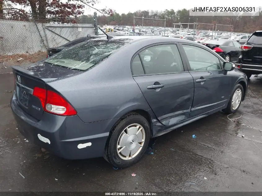 JHMFA3F2XAS006331 2010 Honda Civic Hybrid
