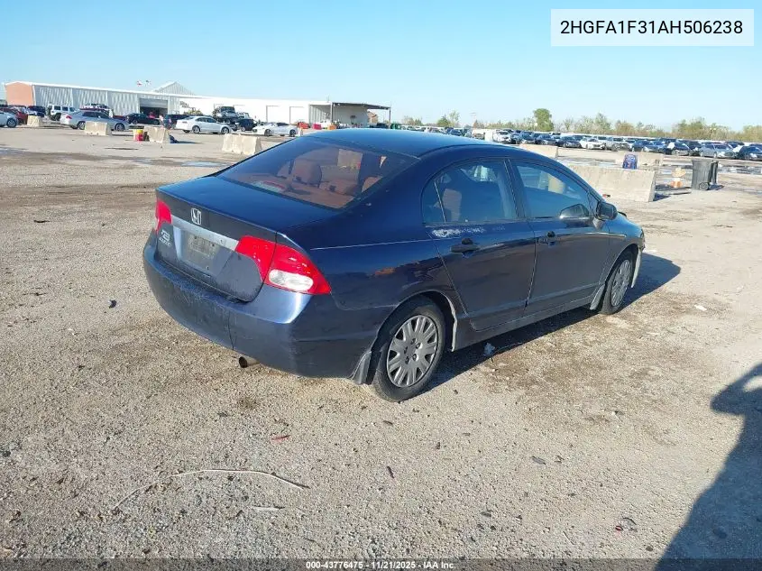 2HGFA1F31AH506238 2010 Honda Civic Vp