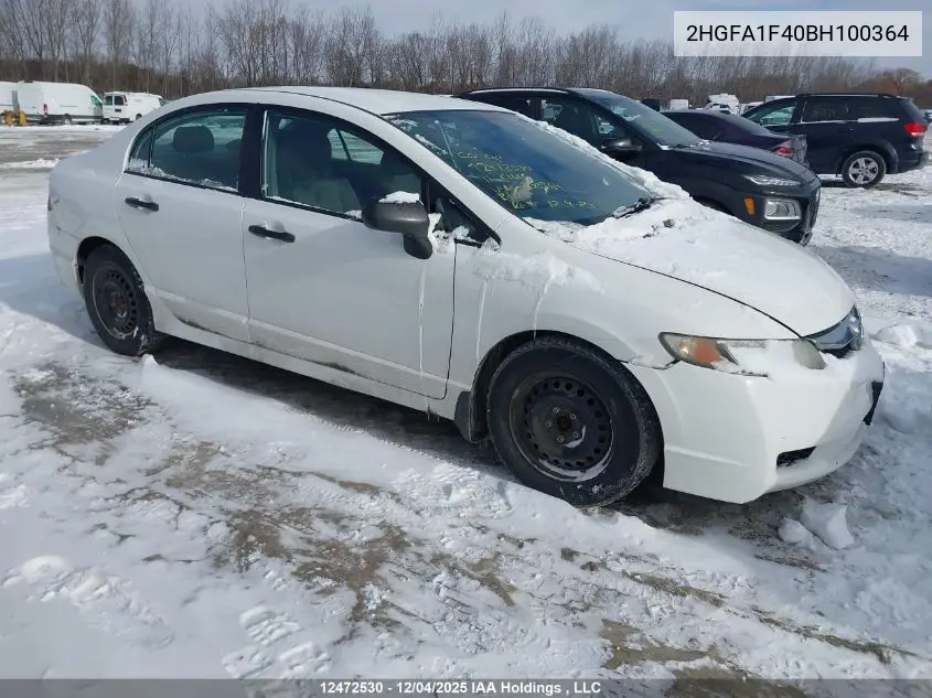 2HGFA1F40BH100364 2011 Honda Civic Dx-G