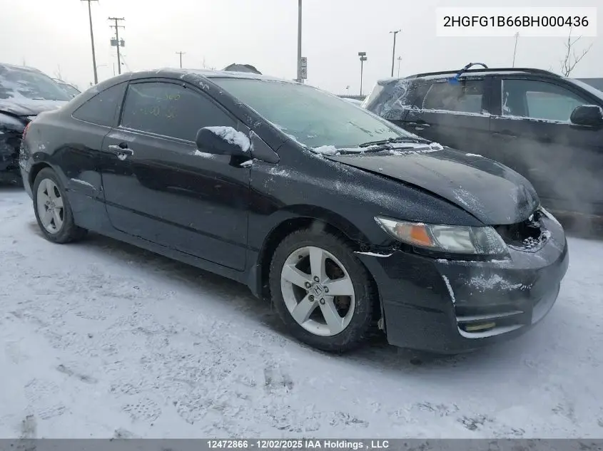 2HGFG1B66BH000436 2011 Honda Civic Se
