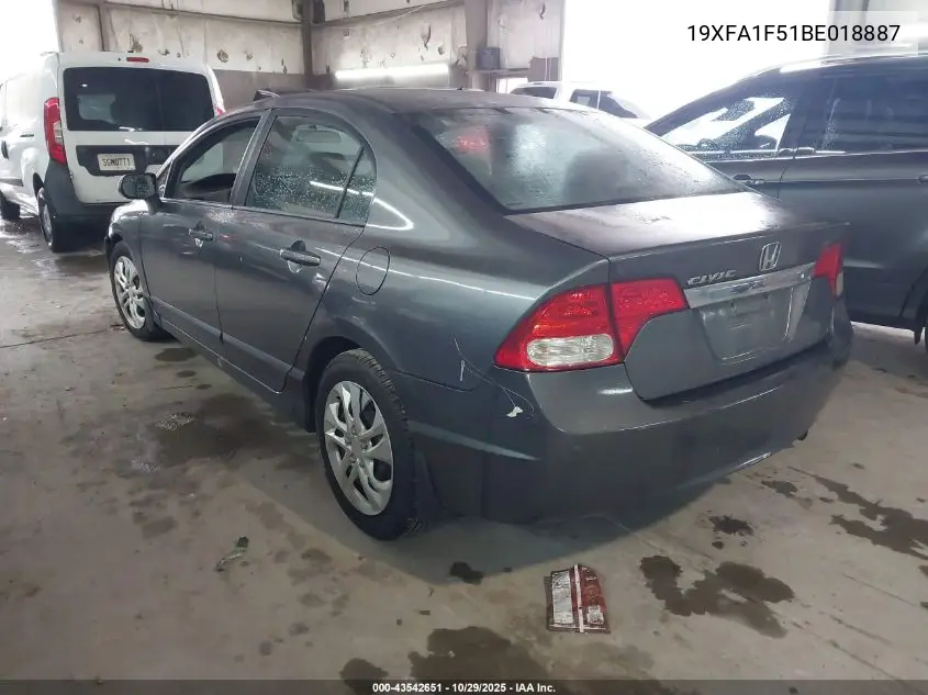 19XFA1F51BE018887 2011 Honda Civic Lx