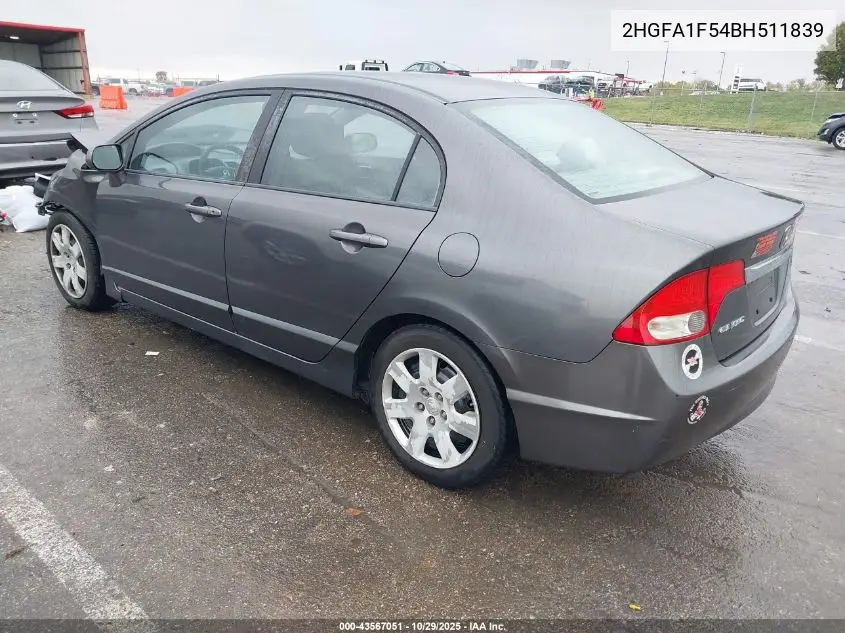 2HGFA1F54BH511839 2011 Honda Civic Lx