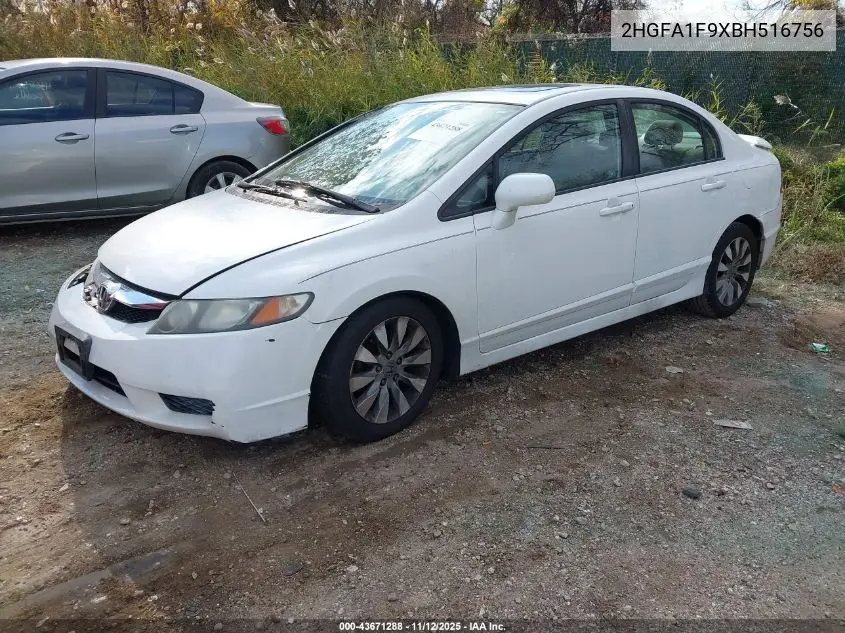 2HGFA1F9XBH516756 2011 Honda Civic Ex-L