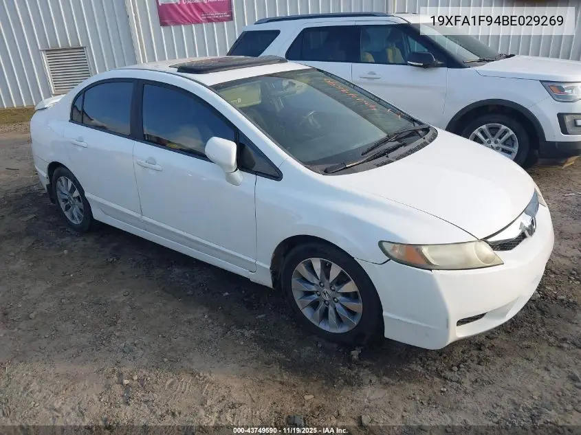 19XFA1F94BE029269 2011 Honda Civic Ex-L