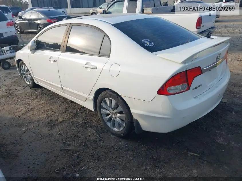 19XFA1F94BE029269 2011 Honda Civic Ex-L
