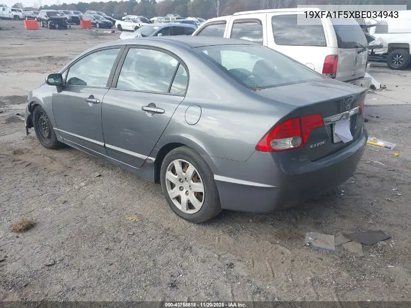 19XFA1F5XBE034943 2011 Honda Civic Lx