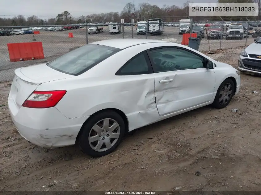 2HGFG1B63BH518083 2011 Honda Civic Lx