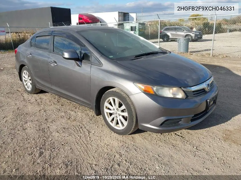 2HGFB2F9XCH046331 2012 Honda Civic Sdn