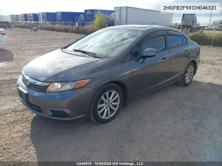 2HGFB2F9XCH046331 2012 Honda Civic Sdn