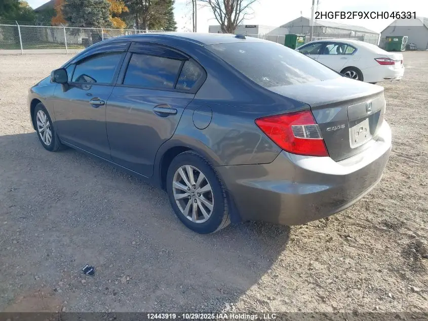 2HGFB2F9XCH046331 2012 Honda Civic Sdn