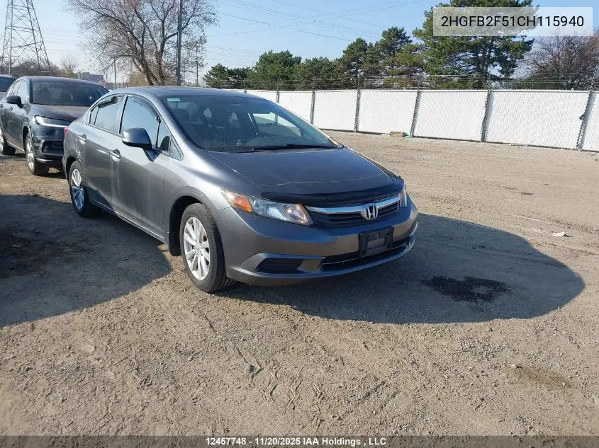 2HGFB2F51CH115940 2012 Honda Civic