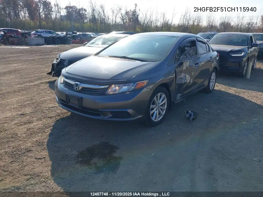 2HGFB2F51CH115940 2012 Honda Civic