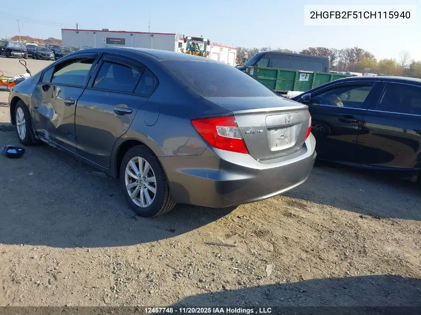 2HGFB2F51CH115940 2012 Honda Civic