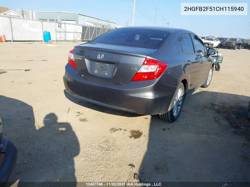 2HGFB2F51CH115940 2012 Honda Civic
