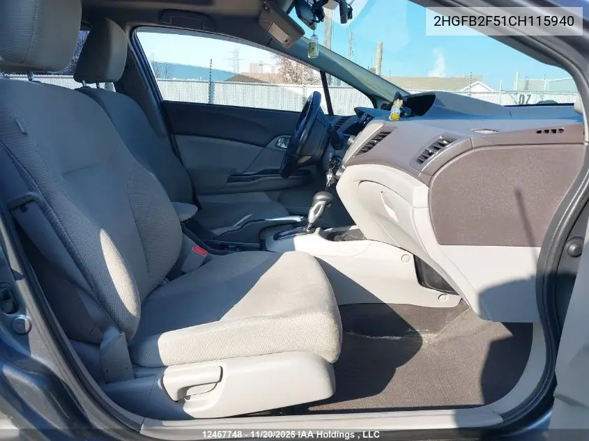 2HGFB2F51CH115940 2012 Honda Civic