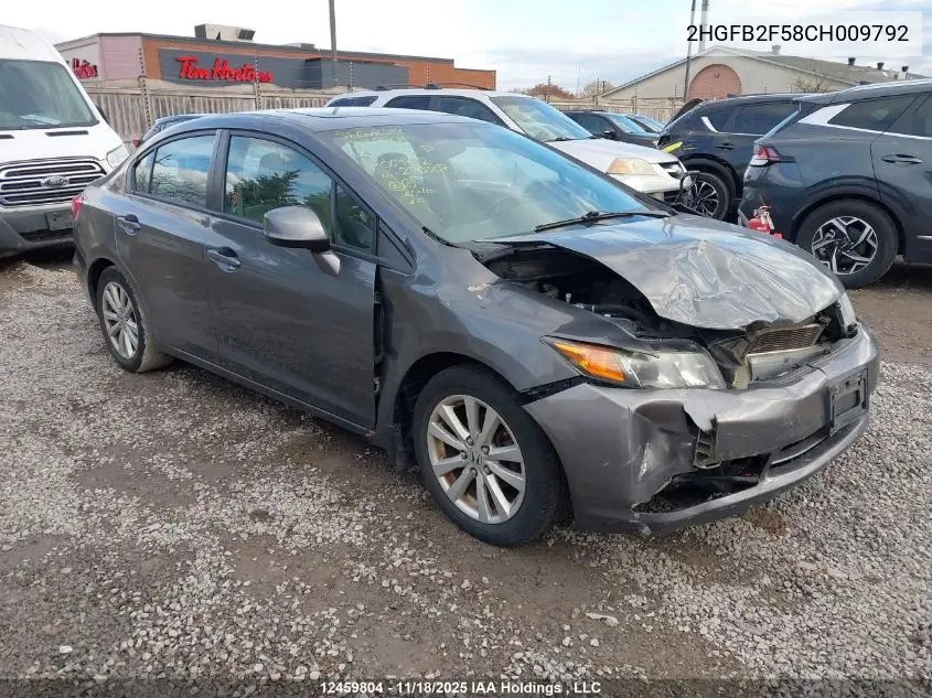 2HGFB2F58CH009792 2012 Honda Civic Ex 4Dr
