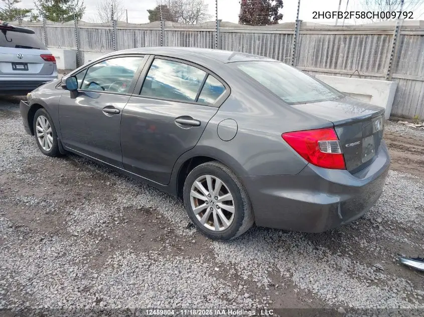 2HGFB2F58CH009792 2012 Honda Civic Ex 4Dr