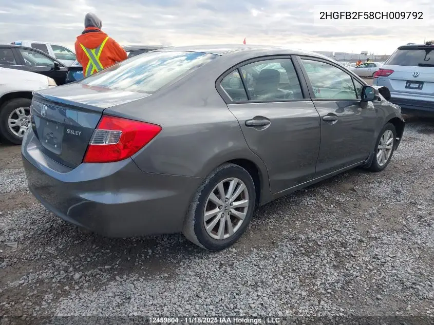 2HGFB2F58CH009792 2012 Honda Civic Ex 4Dr