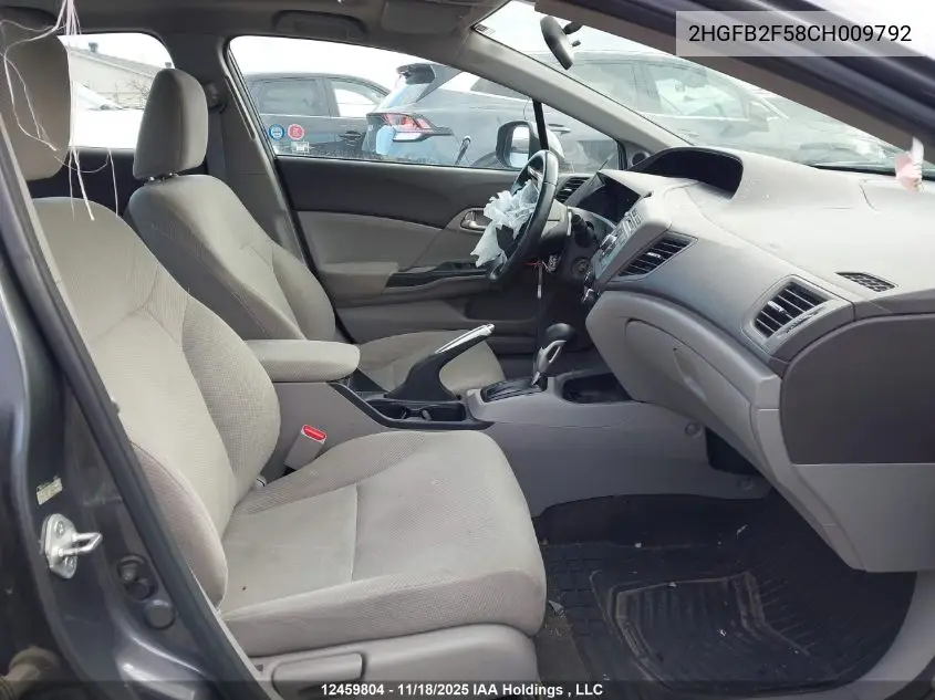 2HGFB2F58CH009792 2012 Honda Civic Ex 4Dr