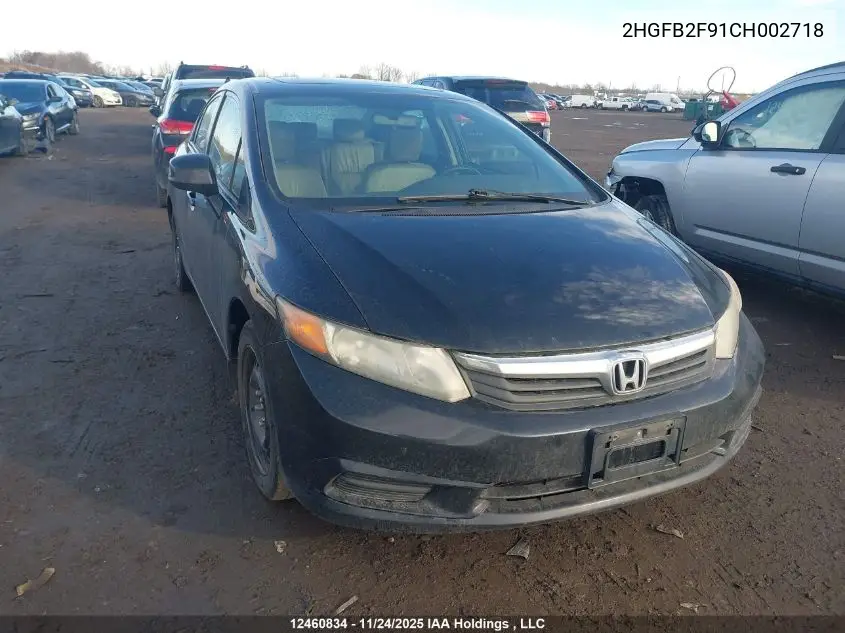2HGFB2F91CH002718 2012 Honda Civic Ex-L