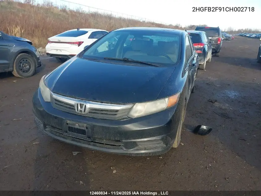 2HGFB2F91CH002718 2012 Honda Civic Ex-L