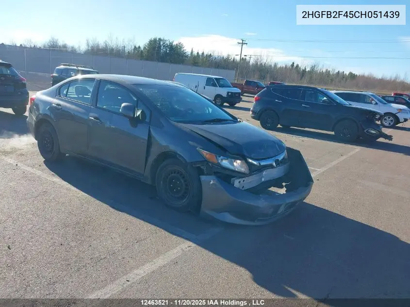 2HGFB2F45CH051439 2012 Honda Civic Lx