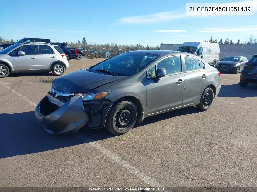 2HGFB2F45CH051439 2012 Honda Civic Lx