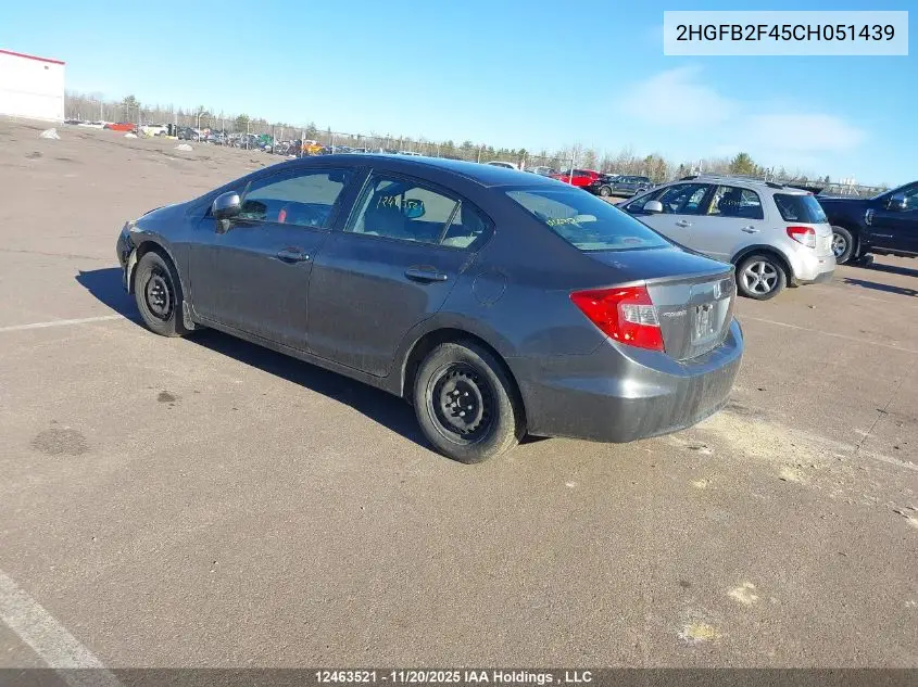 2HGFB2F45CH051439 2012 Honda Civic Lx