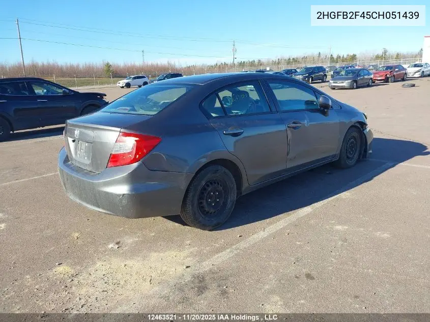 2HGFB2F45CH051439 2012 Honda Civic Lx