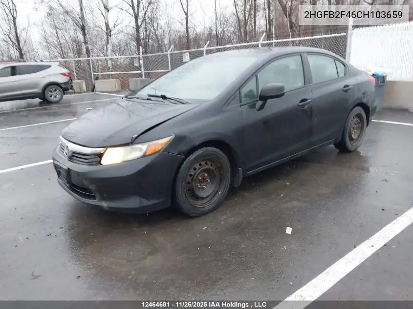 2HGFB2F46CH103659 2012 Honda Civic Lx