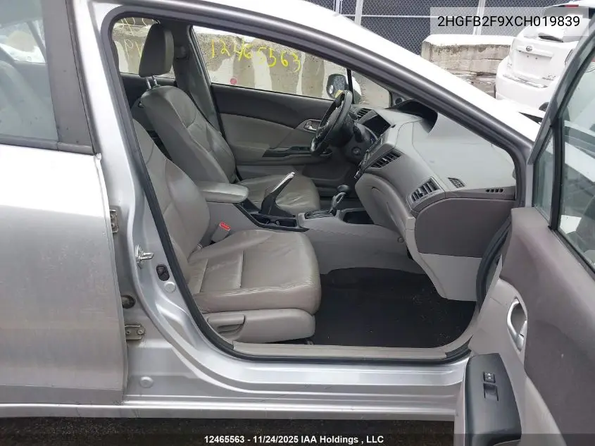 2HGFB2F9XCH019839 2012 Honda Civic