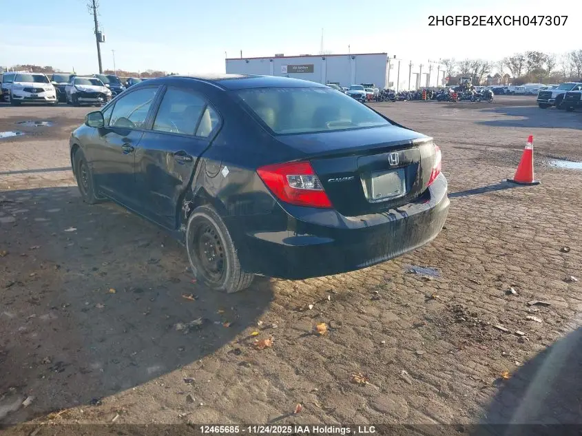 2HGFB2E4XCH047307 2012 Honda Civic Lx