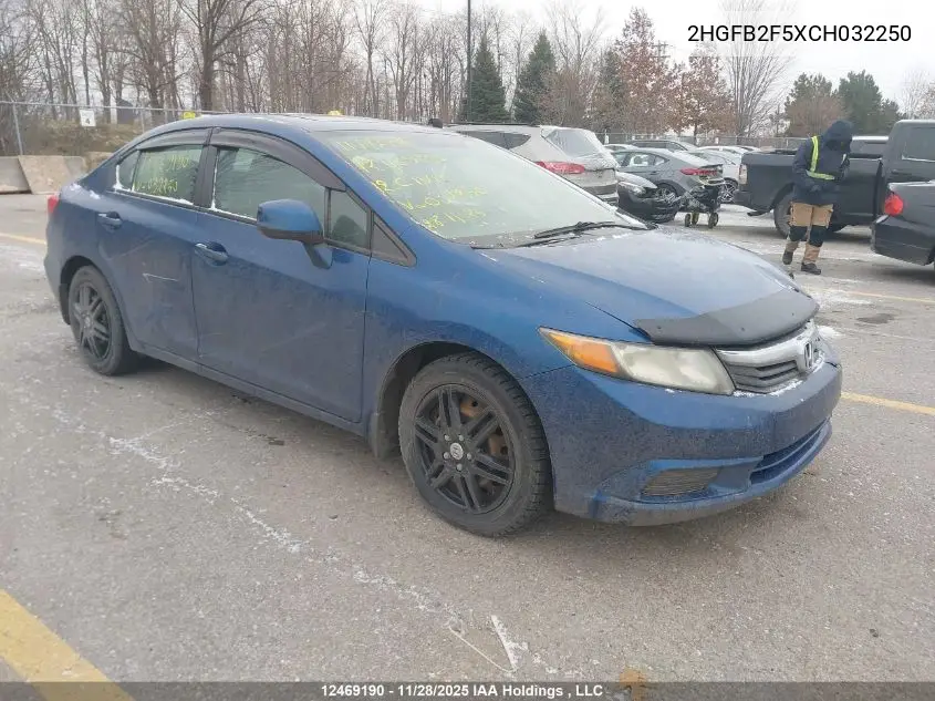 2HGFB2F5XCH032250 2012 Honda Civic