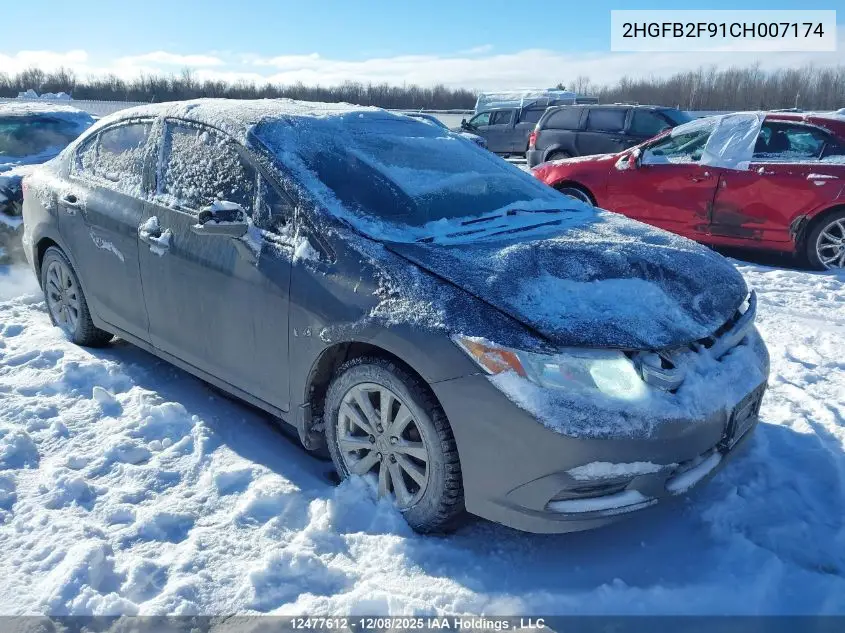2HGFB2F91CH007174 2012 Honda Civic Ex-L