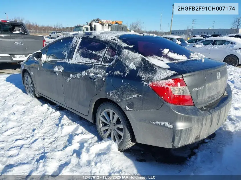2HGFB2F91CH007174 2012 Honda Civic Ex-L
