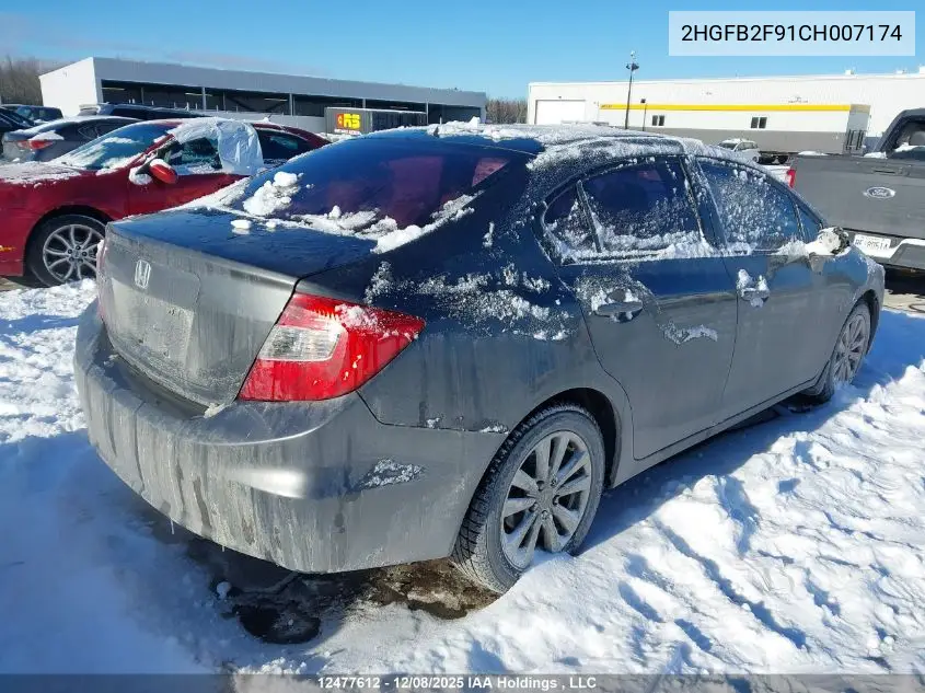 2HGFB2F91CH007174 2012 Honda Civic Ex-L