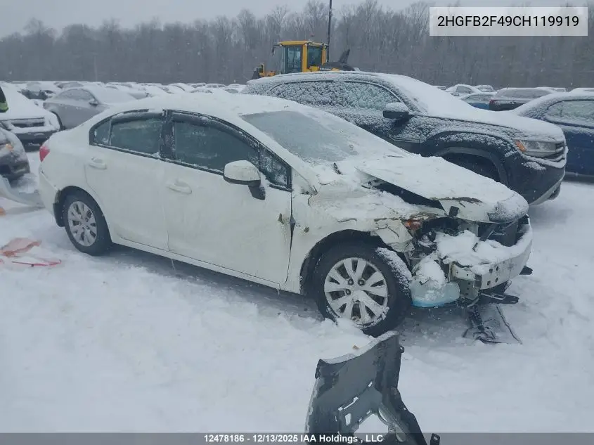 2HGFB2F49CH119919 2012 Honda Civic Lx