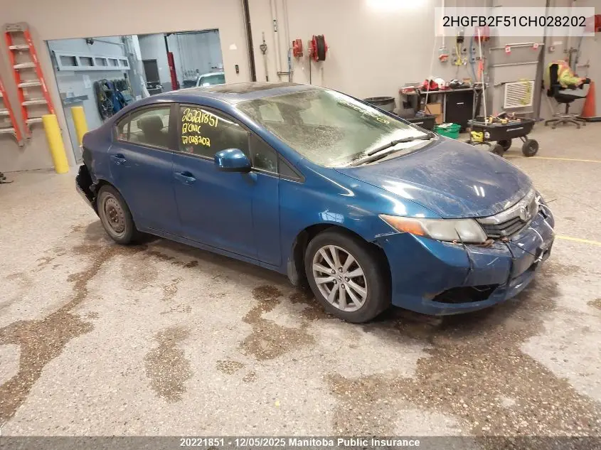 2HGFB2F51CH028202 2012 Honda Civic Ex