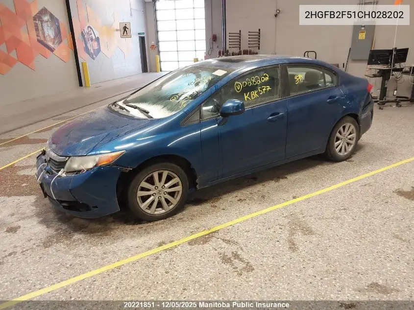 2HGFB2F51CH028202 2012 Honda Civic Ex