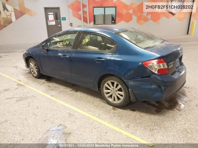 2HGFB2F51CH028202 2012 Honda Civic Ex