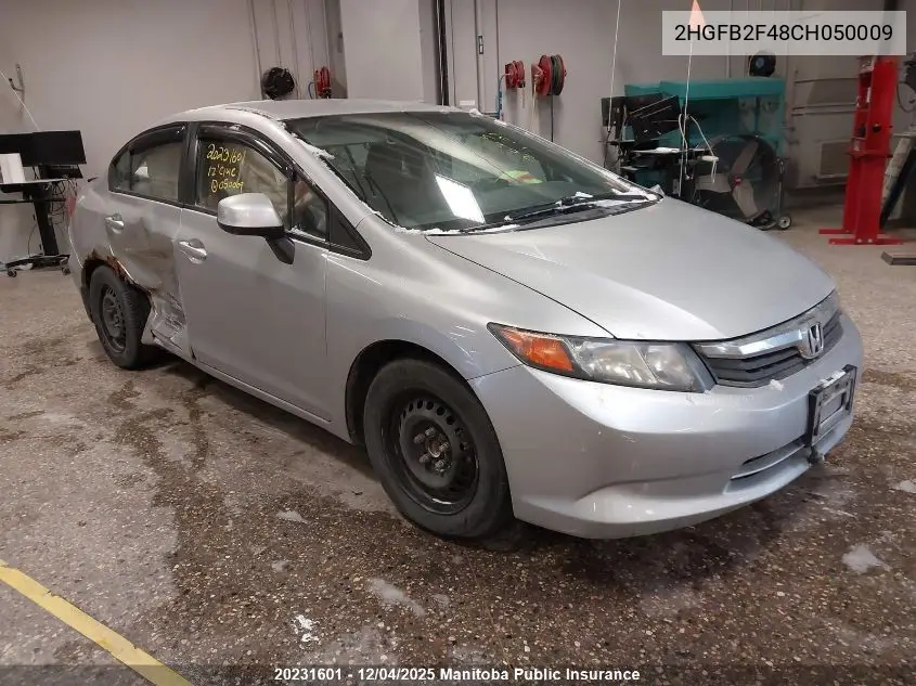 2HGFB2F48CH050009 2012 Honda Civic Lx